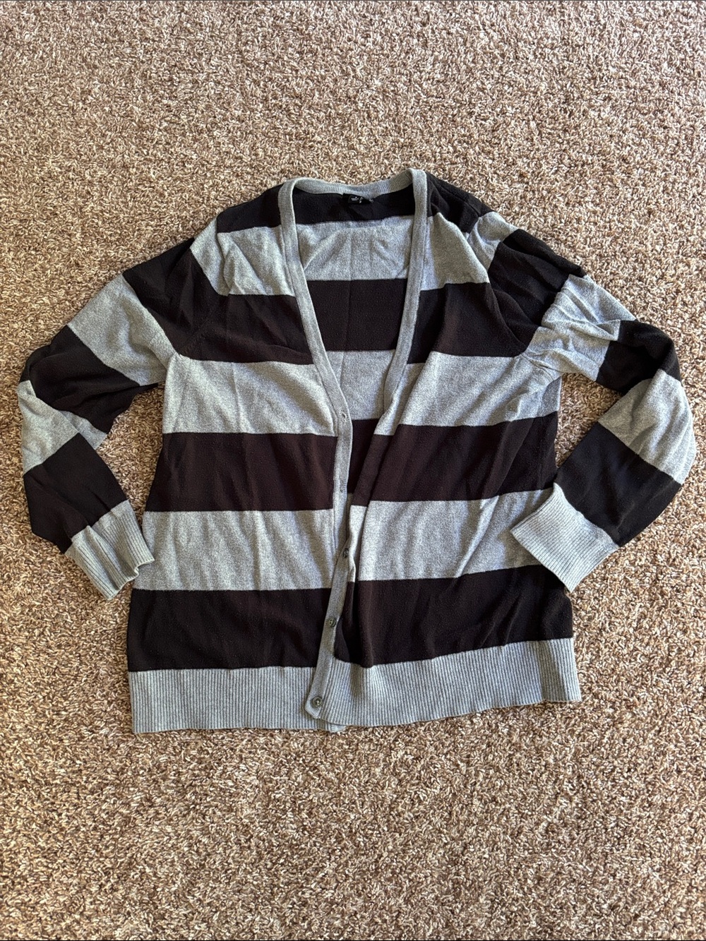 torrid Black and Gray Striped Open Cardigan